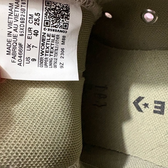 Check Taylor All Star-Converse Sage Green Mid High Sneakers SZ 9 - Picture 7 of 7